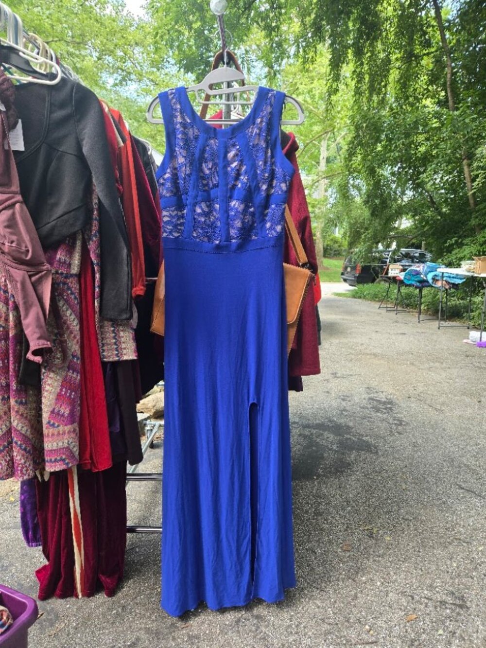 Morgan & Co Royal Blue Lace Bodice Maxi Gown Dress Size 5/6